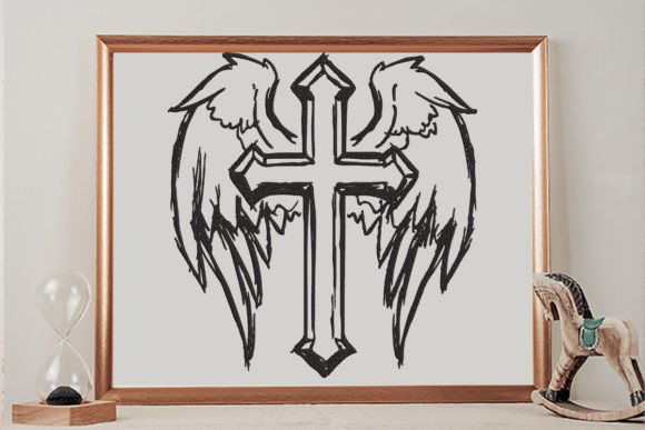 Cross and Angel Wings, Hand Drawn Review